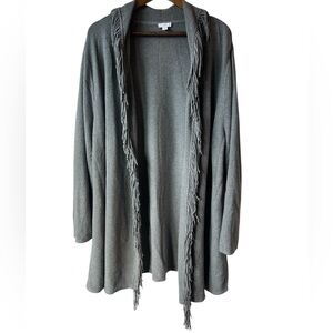 J. Jill Cotton Blend Fringe Duster Cardigan